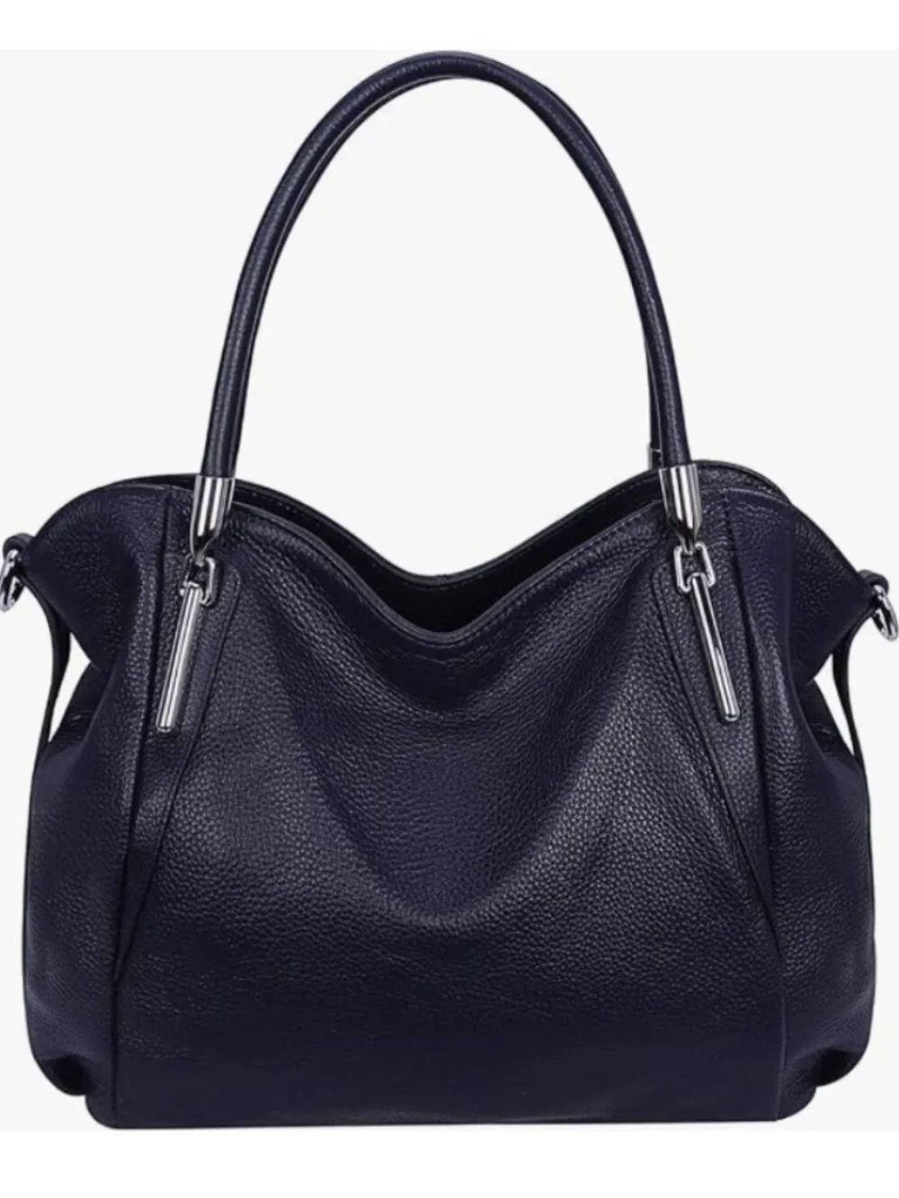 HESHE Genuine Leather Navy Blue Tote Shoulder Bag Satchel Hobo Crossbody